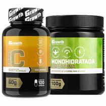 Creatina Pura 100g Monohidratada + Vitamina C 120 Caps Growth