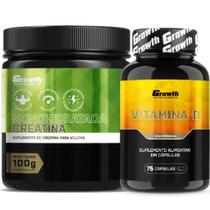 Creatina Pura 100g Monohidratada + Vitamina D 120 Caps Growth