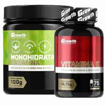 Creatina Pura 100g Monohidratada + Vitamina E 75 Caps Growth