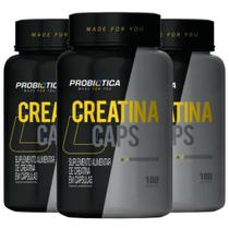 Creatina Pura 180 Caps Probiótica Kit 3 Potes