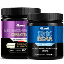 Creatina Pura 250g Creapure + Bcaa em Pó 10:1:1 200g Growth