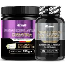 Creatina Pura 250g Creapure + Cromo 120 Caps Growth