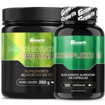 Creatina Pura 250g Monohidratada + Complexo B 120 Caps Growth