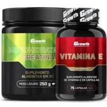 Creatina Pura 250g Monohidratada + Vitamina E 75 Caps Growth