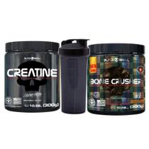 Creatina Pura - 300g - Black Skull + Bone Crusher - 300g - Black Skull + Coqueteleira