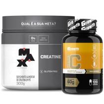 Creatina Pura 300g Max Titanium + Vitamina C 120 Caps Growth