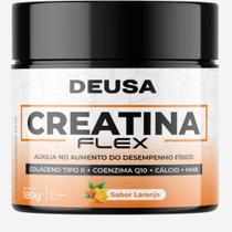 Creatina Senior Flex Deusa 180g Com Colágeno Tipo II, HMB, Coenzima Q10, Cálcio Suplemento Alimentar Sabor Tangerina