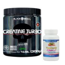 Creatina Turbo - 300g - Black Skull + Vitamina K2 + Colágeno tipo 02 - Rei Terra - 60 Cáps