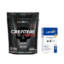 Creatina Turbo - Refil - 300g - Black Skull + Multivitamínico A-Z Homem - 90 Cáps - Lavitan