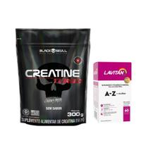 Creatina Turbo - Refil - 300g - Black Skull + Multivitamínico A-Z Mulher - 90 Cáps - Lavitan