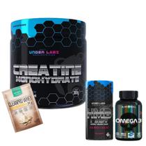 Creatine Monohydrate - Creatina - 300g + HMB - 120 V-Caps - Under Labz + Ômega 3 - Black + Dose