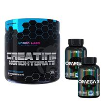 Creatine Monohydrate - Creatina - 300g - Under Labz + 2x Ômega 3 - 60 Cáps - Black Skull