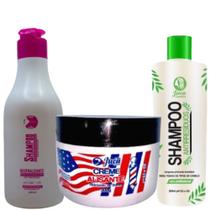 Creme Alisante Black 300g Juca + Shampoo Neutralizante 300ml e Shampoo Antirresíduos 300ml Juca