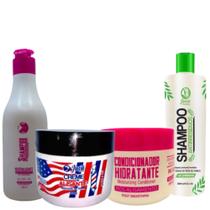 Creme Alisante Black 300g + Shampoo Neutralizante e Antirresíduos 2x300ml + Condicionador 300g Juzy