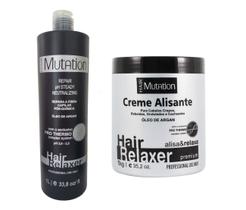 Creme Alisante Premium Com Argan 1kg + Shampoo Neutralizante Hair Mutation 1L