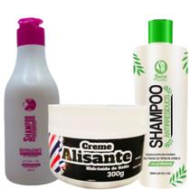 Creme Alisante White 300g Juca + Shampoo Neutralizante 300ml Juzy + Shampoo Antirresiduo 300ml Juca