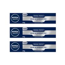 Creme Barbear Nivea 65G 2 Em 1 Protect - Kit Com 3Un