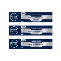 Creme Barbear Nivea 65G 2 Em 1 Protect - Kit Com 3Un