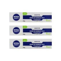 Creme Barbear Nivea 65G 2 Em 1 Sensitive - Kit Com 3Un