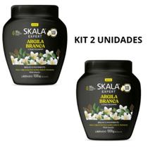 Creme Capilar Skala Argila Branca 1KG - Kit 2 Unidades Hidratação Brilho e Movimento Óleo Jasmin