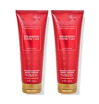 Creme corporal Bath & Body Works Strawberry Poundcake 240 ml, pacote com 2 unidades