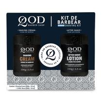 Creme de Barbear QOD Barber Shop Shaving Cream para Pele Sensível 100g e Loção Pós Barba QOD Barber Shop After Shave Refrescante e Cicatrização 100g