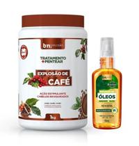 Creme de Pentear Beleza Natural 1kg Explosao Cafe+ Explosão Óleos Abacate/Oliva 55ml