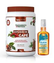 Creme de Pentear Beleza Natural 1kg Explosao Cafe+ Explosão Óleos Argan/Jojoba 55ml