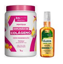 Creme de Pentear Beleza Natural 1kg Explosao Colageno + Explosão Óleos Abacate/Oliva 55ml