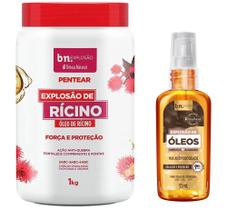 Creme de Pentear Beleza Natural 1kg Explosao Ricino + Explosão Óleos Linhaca/Algodao 55ml