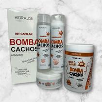 Creme de Pentear Bomba Cachos e Kit Capilar Bomba Cachos Shampoo Condicionador Mascara Hidralise