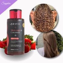 Creme de Pentear Morango & Coco - 48h de Antifrizz Protetor Térmico Bravie 500ml