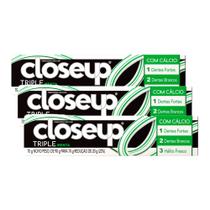 Creme Dental Closeup Triple Menta 70g Kit com três unidades