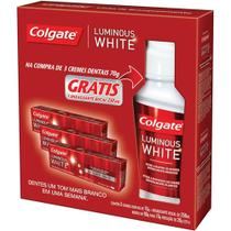 Creme Dental Colgate Luminous White 3 Unidades de 70 g Grátis Enxaguante Bucal Luminus White 250 ml