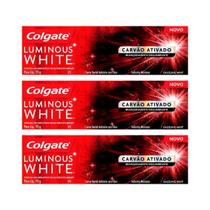 Creme Dental Colgate Luminous White 60G Carvao Ativado- 3Un