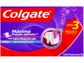 Creme Dental Colgate Máxima Proteção Anticáries - Mais NeutrAçúcar 70g 3 Unidades