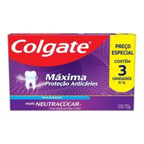 Creme Dental Colgate Máxima Proteção Anticáries Neutraçúcar Menta 3 unidades 70g