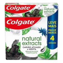 Creme Dental Colgate Natural Extract Carvao Ativado e Menta 4 unidades 90g cada