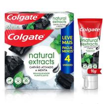 Creme Dental Colgate Natural Extracts Carvão Ativado e Menta 4 unid 90g