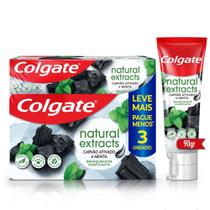 Creme Dental Colgate Natural Extracts Carvão Ativado e Menta 90g 3 unidades