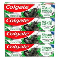 Creme Dental Colgate Natural Extracts Carvão Ativado e Menta Branqueador Purificante com 4 Unidades de 90g cada
