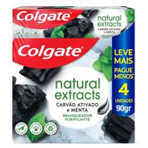Creme Dental Colgate Natural Extracts Carvão Ativado e Menta Branqueador Purificante com 4 Unidades de 90g cada Creme Dental Colgate Natural Extracts Carvão Ativado e Menta Branqueador Purificante com 4 Unidades de 90g cada