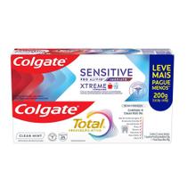 Creme Dental Colgate Sensitive Pro Alivio Imediato 110g e Creme Dental Anticárie Clean Mint Total Prevenção Ativa 90g