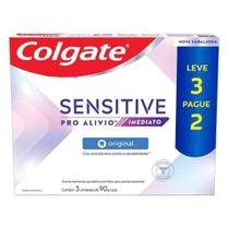 Creme Dental Colgate Sensitive Pro Alívio Imediato Original 90g 3 Unidades Creme Dental Colgate Sensitive Pro Alívio Imediato Original 90g 3 Unidades