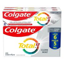 Creme Dental Colgate Total 12 Clean Mint 90g - Embalagem com 6 Unidades