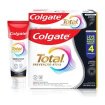 Creme Dental Colgate Total Prevenção Ativa Carvão Ativado com Flúor 4 Unidades de 90g cada