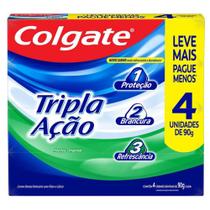 Creme Dental Colgate Tripla Ação 4 Unidades de 90g Creme Dental Colgate Tripla Ação 4 Unidades de 90g