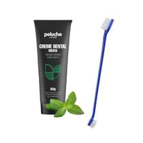 Creme Dental + Escova Elimina Tátaro Mau Hálito Menta Sem Flúor Pet