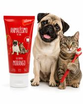 Creme Dental Pasta de Dente Para Cães e Gatos 60g Morango