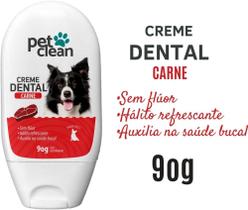 Creme Dental Pet Clean Sabor Carne 90g Sem Flúor para Cães e Gatos